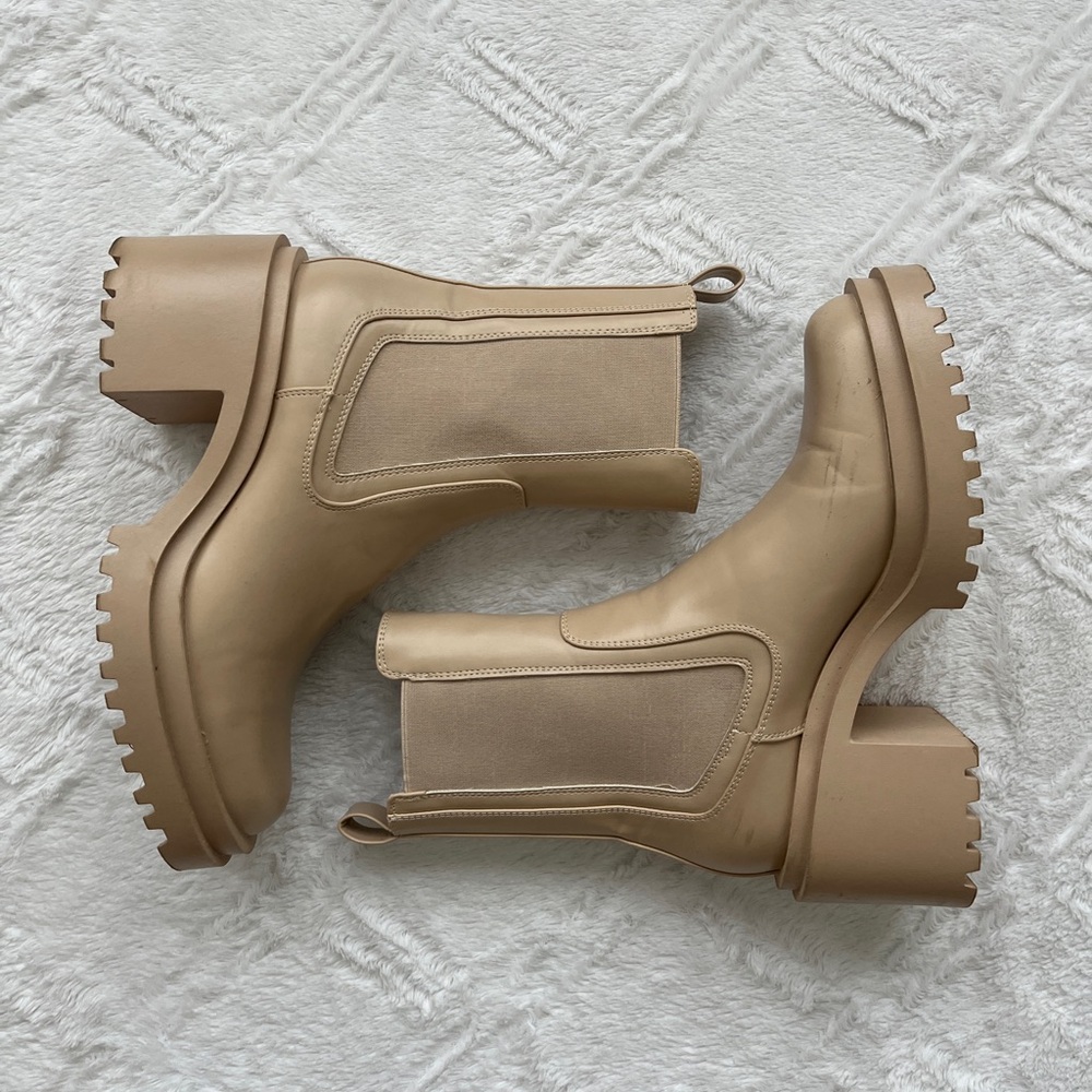 Zara Heeled Booties With Chunky Lug Soles Chunky